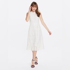 Draper James White Lace Midi Dress